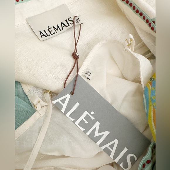 NWT ALÉMAIS Pinball Linen Paisley Print Belted MIDI Dress Sz 0 - Picture 15 of 16